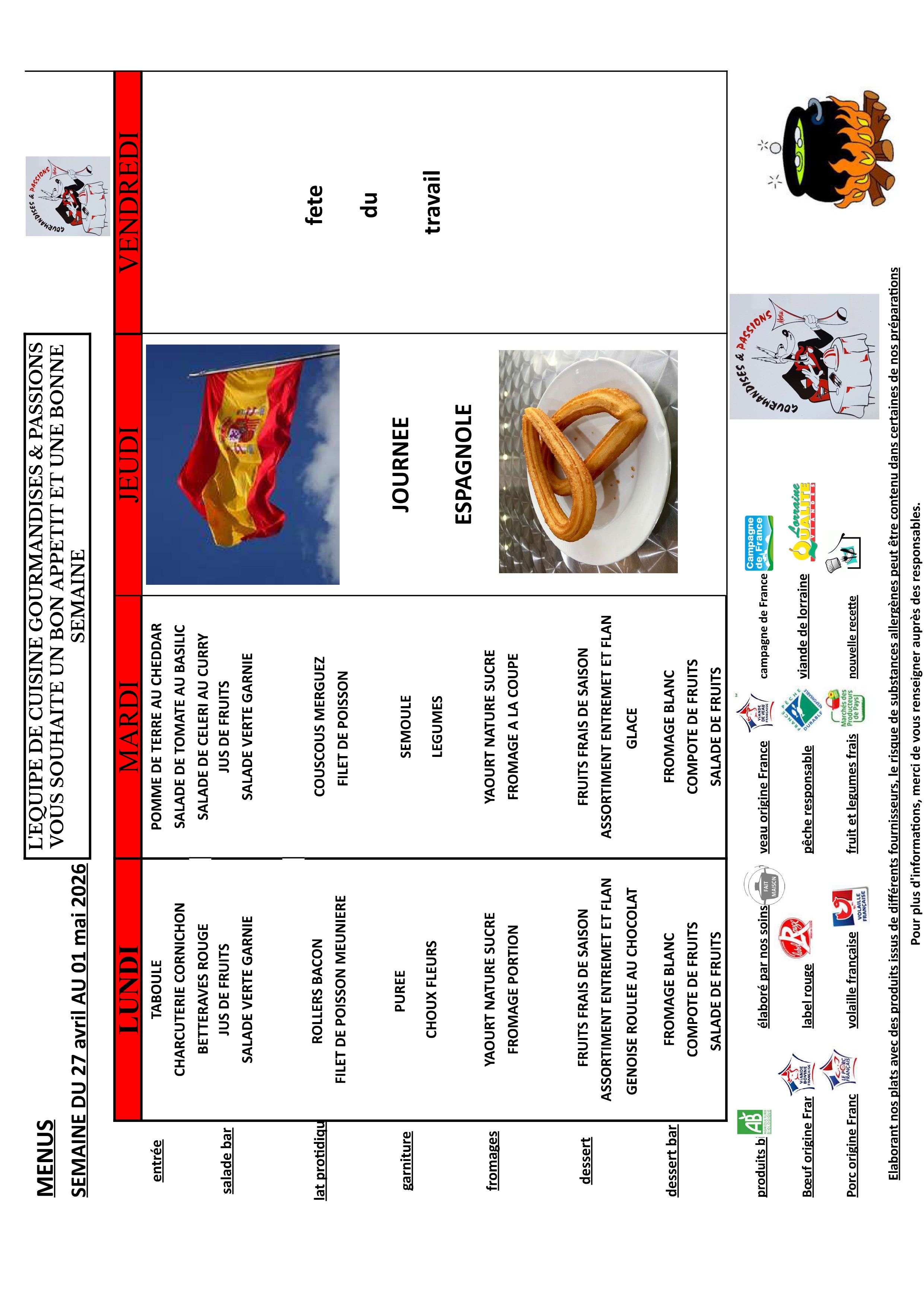 Menu Restaurant Scolaire - Les Récollets